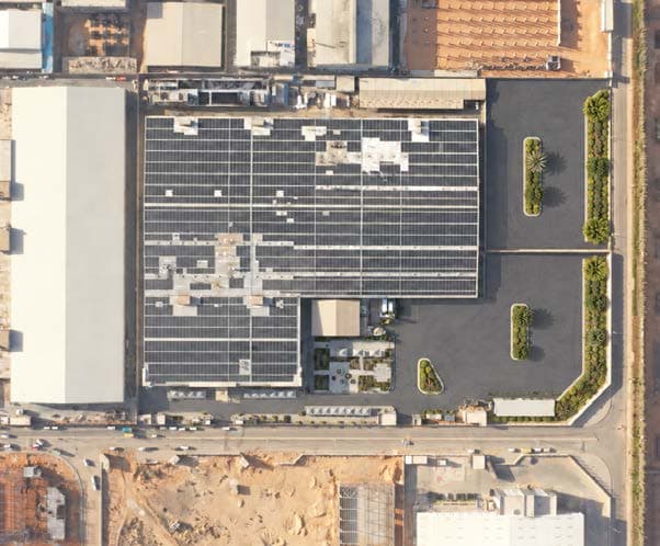 Aerial view of the Lotustex rooftop plant